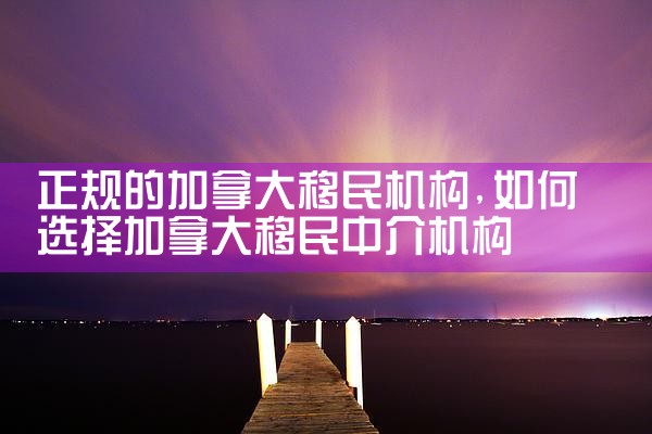 正规的加拿大移民机构