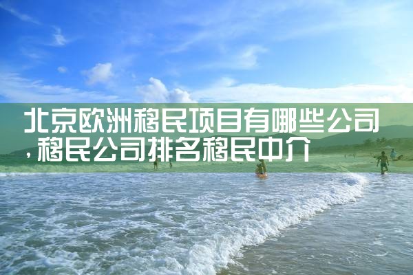 广州欧洲投资移民项目有哪些公司最好