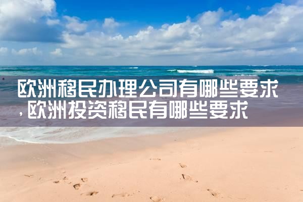 欧洲移民办理公司有哪些要求