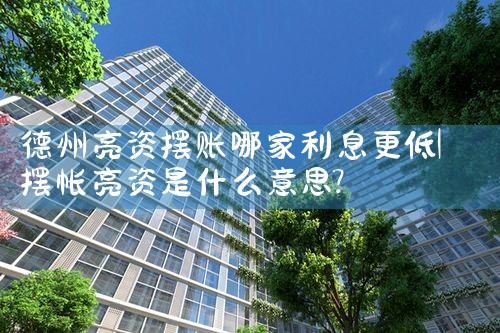德州亮资摆账哪家利息更低