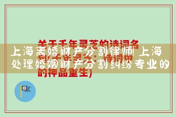 上海奉贤婚前财产分割律师事务所电话