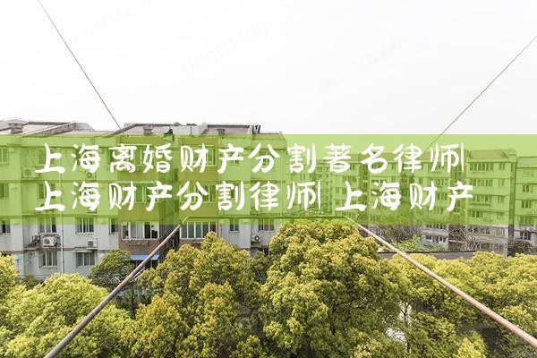 上海地区财产分割案件律师费多少钱