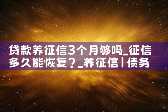 贷款养征信3个月够吗|养征信|债务重组