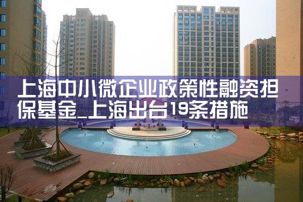 上海市中小微企业担保基金贷款