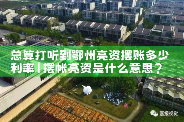 总算打听到鄂州亮资摆账多少利率